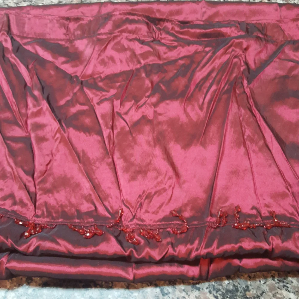 Burgundy red w/ bling beads 15 in from the top shower curtain